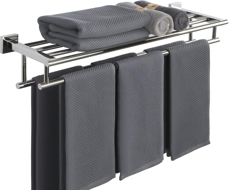 Sayayo 28-Inch Chrome Towel Rail Wall Mounted SUS304 Stainless Steel EGZ8070-C
