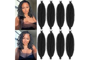 CELIE 8 Packs Pre-Separated Springy Afro Twist Hair Suitable for Damaged Soft Locs Synthetic Marley Twist Braiding Hair (18 inches, 1B)