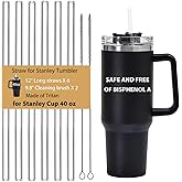 6PCS 12" Replacement Straws for Stanley & Yeti 30oz-40oz Cup Tumbler, Food Grade Tritan Plastic Reusable Straw with 2 Cleaning Brushes, Clear Long Straws for Drinking Smoothie, Cocktails, Juice