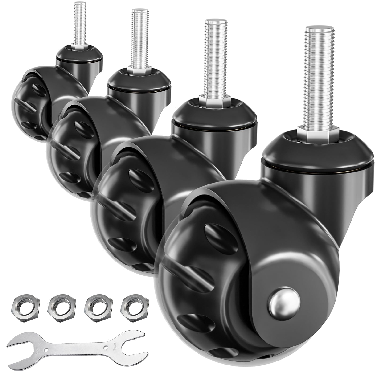 Photo 1 of 2 in Ball Caster Wheels - Threaded Stem Castors (Stem Diameter 3/8", Stem Length 1"),Heavy Duty 1200 LBS,Swivel Casters Set of 4,Replacement Wheels for Furniture,Cart, Chair, Cabinets,Coffee Table
