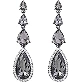 BriLove Women's Elegant Wedding Bridal Multi Teardrop Long Chandelier Dangle Earrings