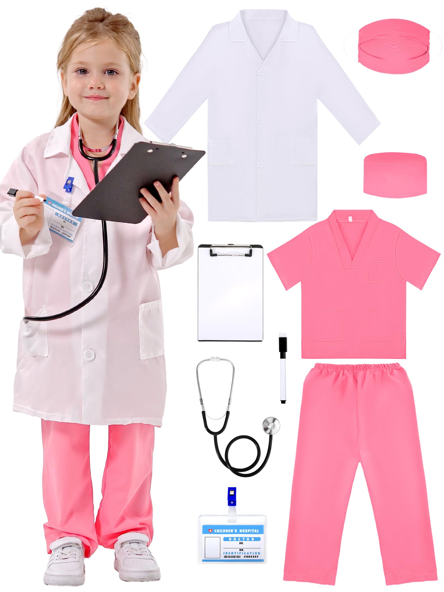 Photo 1 of **MISSING WHITE JACKET AND STETHOSCOPE**opsunny Doctor Costume for Kids, Toddler Medical Dress up Outfit with Real Stethoscope, Pretend Play Coat Gift for Boys Girls Halloween(3T 4T)