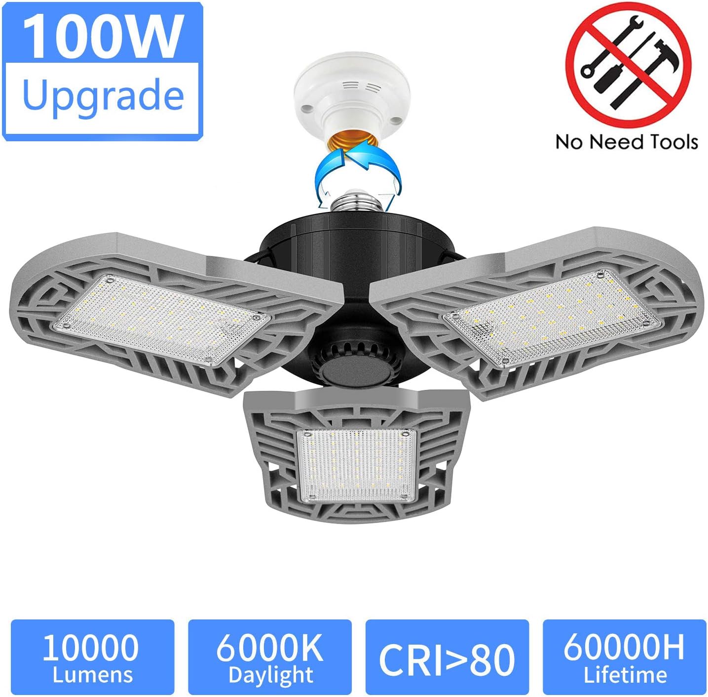 Amazon Com Led Garage Light 100w Deformable E26 Led Garage