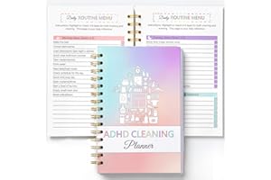 Apex ADHD Cleaning Planner for Adults & Women - Undated A5 Spiral Executive Functioning Planner - "Write-Once" Home Managemen
