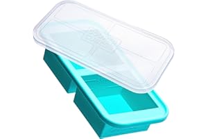 Souper Cubes 2 Cup Silicone Freezer Tray With Lid - Easy Meal Prep Container and Kitchen Storage Solution - Silicone Mold for Soup and Food Storage - Aqua - 1-Pack