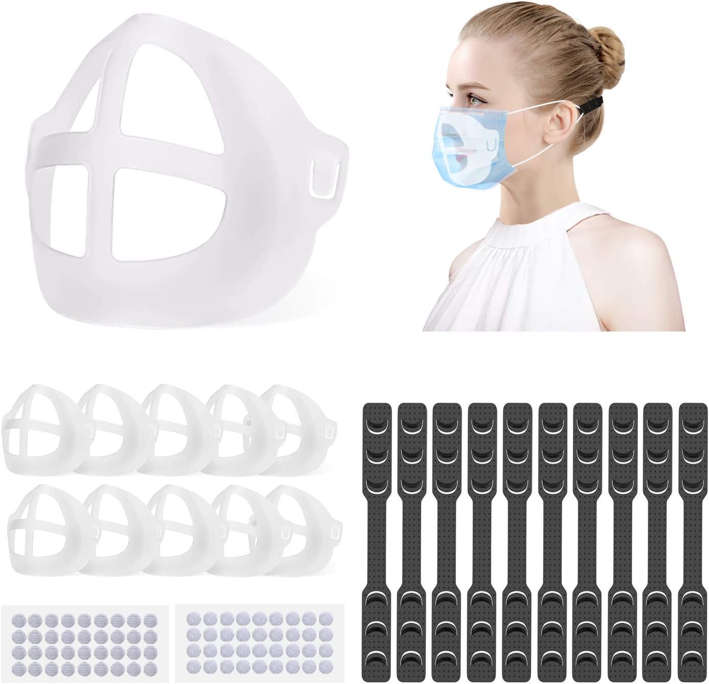 [10PCS]3D Face Bracket Internal Support Frame, Face Inner Support Frame Bracket, Reusable Lipstick Protector Protection for Adults, Clear - - 