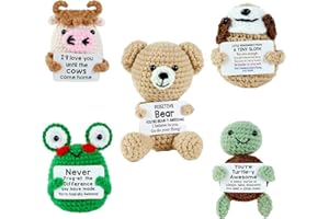 Coruja Easter Basket Essentials Stuffers for Teens,5 Pieces Positive Crochet Animals Mental Health Emotional Cheer Up Support Positive Turtle Sloth Frog Moo Bear Positive Gifts for Mothers Day