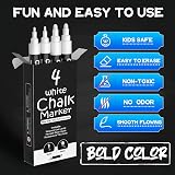AOSUCO White Chalk Pens 4 Pack Washable Reversible Tips 3mm 6mm Labels view 4