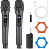 Wireless Microphones,Professional Dual Handheld Cordless Dynamic Mic System | with Rechargeable Receiver,Plug &amp; Play,Compatible with karaoke machines and PA systems for Speech,Church,Wedding,DJ,Party