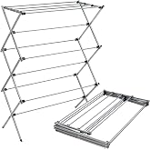 Honey-Can-Do Oversized Collapsible Clothes Drying Rack, 35", 50 lb, Grey | Oversized 35" x 45" steel rack holds 50 lb and folds flat for storage. Air-dry a full load indoors or outdoors.