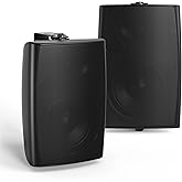 Herdio 4" Passive Outdoor Speakers Waterproof Wired, 200W Wall Mount Speakers with Superior Sound,Dual Swivel Brackets for Patio/Deck/Backyard (Pair, Black)