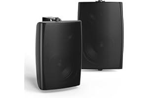 Herdio 4" Passive Outdoor Speakers Waterproof Wired, 200W Wall Mount Speakers with Superior Sound,Dual Swivel Brackets for Patio/Deck/Backyard (Pair, Black)