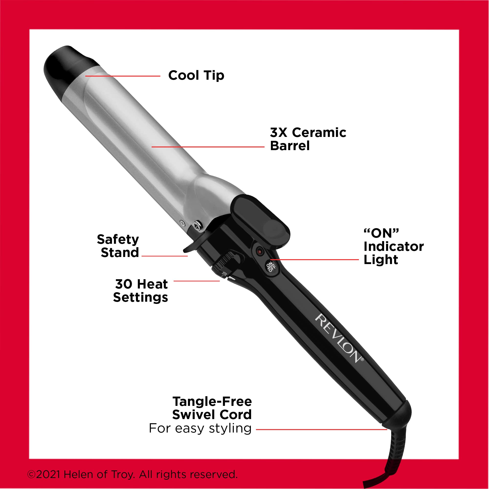REVLON Perfect Heat Triple Ceramic Curling Iron | For Silky Smooth Loose Curls (1-1/2 in)