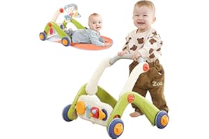 Looxii Baby Walker 3 in 1 Baby Learning Push Walker with Baby Gym, Musical Activity Center Lights，Tummy Time Mat for Infant Newborn Toddlers
