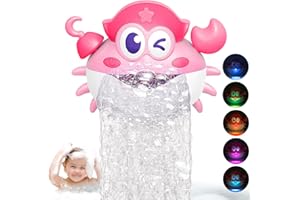 TOYJOLKA Bath Toys, Light Up Crab Bath Bubble Maker Bathroom Toys for Kids Ages 1-3 4-8,Bath Bubble Machine with Colourful Light Toddler Bathub Toy Great Birthday for Kids