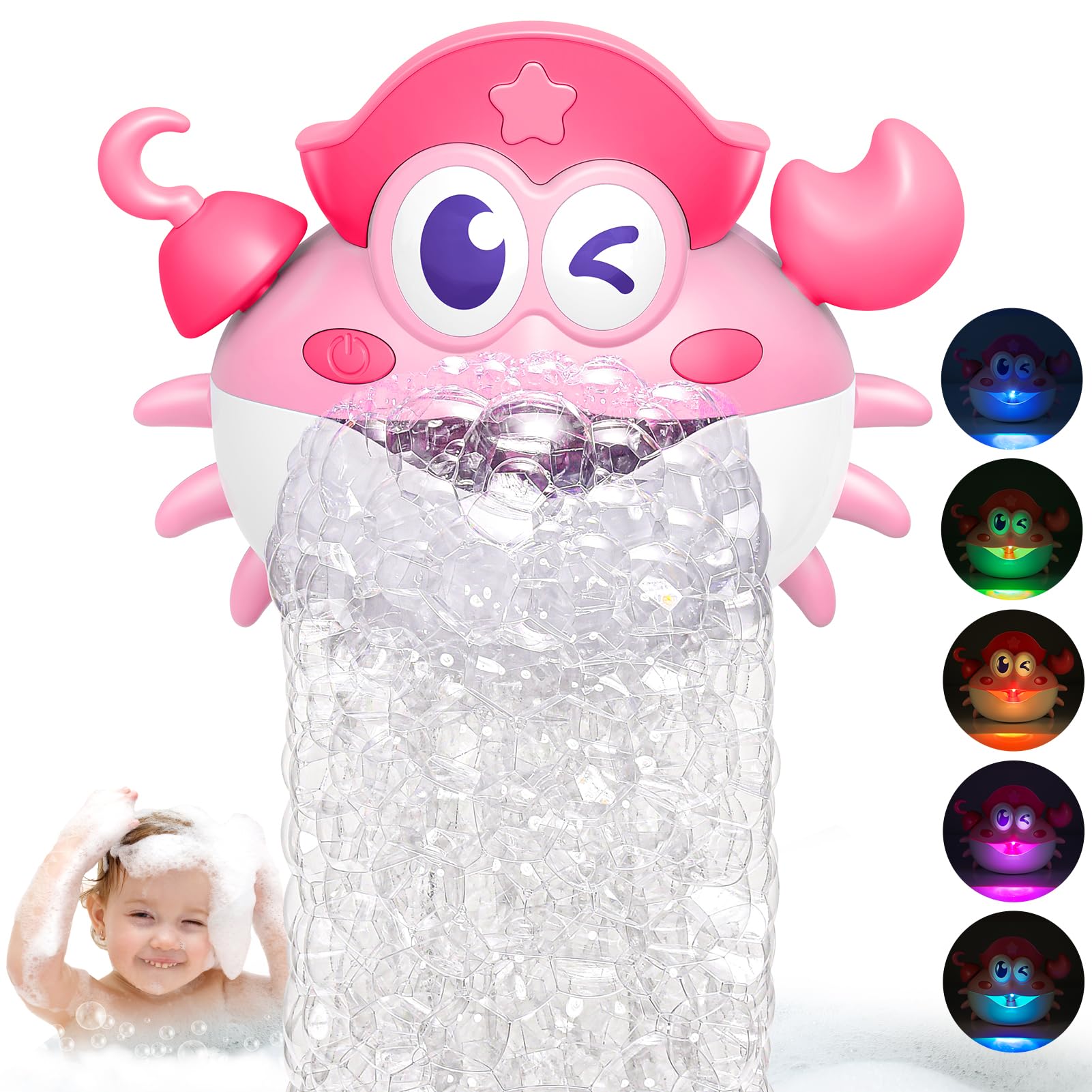 Photo 1 of Bath Toys,Crab Baby Bath Toys Light Up Bath Bubble Machine with Colourful RGB Light Great Birthday Gift for Boys and Girls Toddler Toy for Kids Ages 1-3 4-8