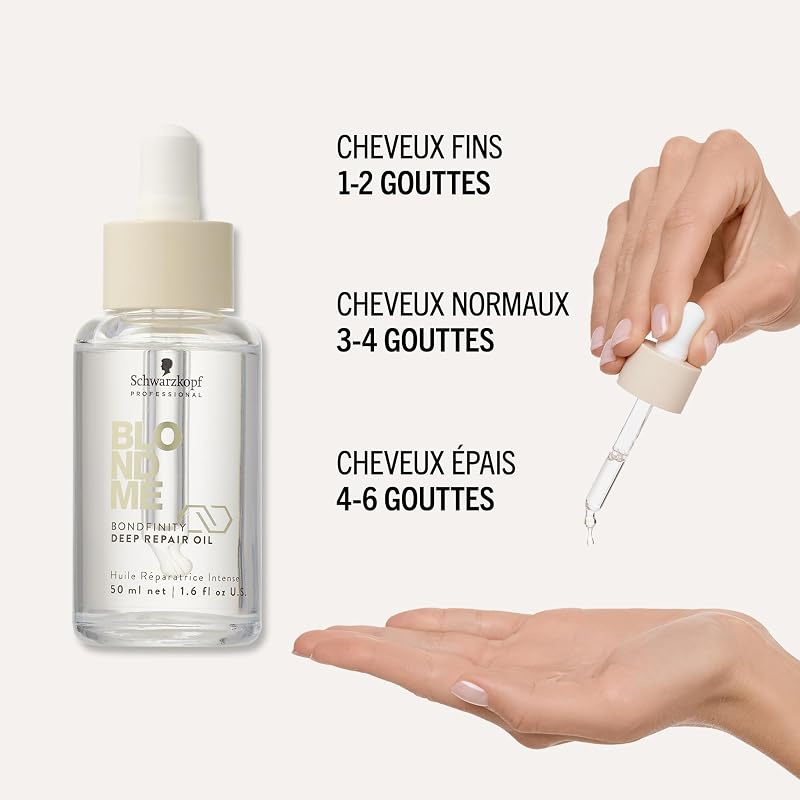 Schwarzkopf Professional BLONDME Bondfinity Deep Repair Oil Huile Légère Pour Cheveux Réparateur Sans Rinçage Protection Thermique Contrôle Des Frisottis Lissant Et Renforçant 50 ml