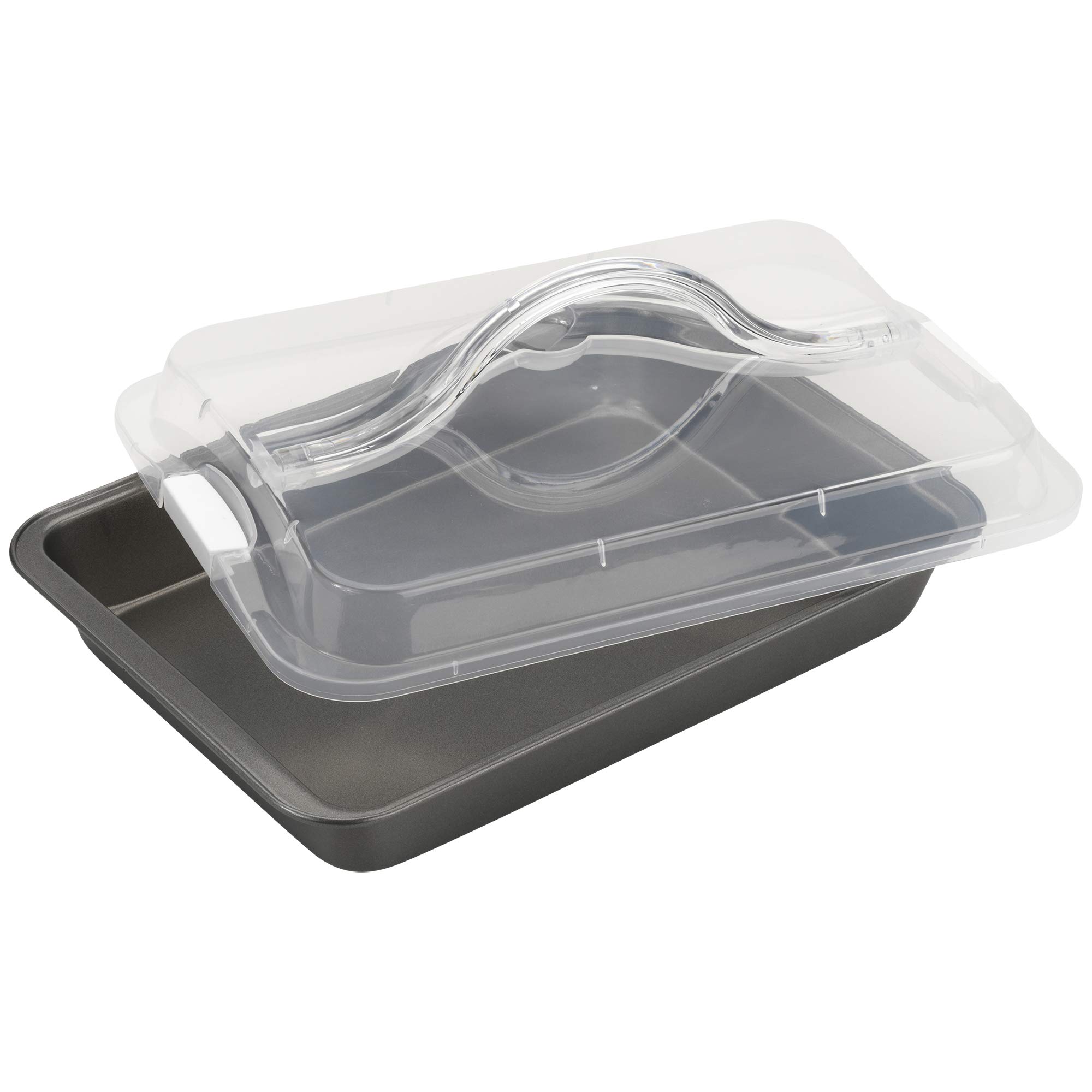 Photo 1 of ***SHOWS HEAVY USAGE** GoodCook Everyday Nonstick Steel Bake-N-Take Oblong Pan, 9" x 13" with Lid, Gray