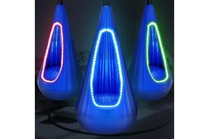 AIHSUMC Light Up Kids Pod Swing Seat, Upgraded Sensory Pod Swing Hanging Hammock Swing Chair, Max 260Lbs Sensory Swing for Kids with USB LED Lights Indoor & Outdoor Halloween
