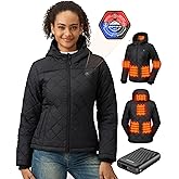 GOTOBI Quilted Heated Jackets for Women With 12V 18400mAh Battery Pack, Lightweight Coat for Cycling, Camping & Ice Skating