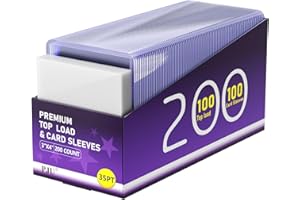 PJU 200 Premium Baseball Card Sleeves Top Loaders, Hard Plastic, 3" x 4" Trading Cards Holder, Sports Protectors (100 Toploaders + 100 Penny Sleeves)