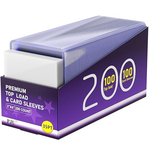 200 Card Sleeves Top Loaders for Cards, Toploaders Premium Baseball Card Sleeve Hard Plastic, 3" x 4" Trading Cards Holder, Sports Protectors(100 Toploaders + 100 Penny Sleeves)