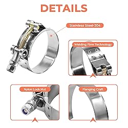WYSIWYKA 14 Pcs 7 Sizes T-Bolt Hose Clamps, 304