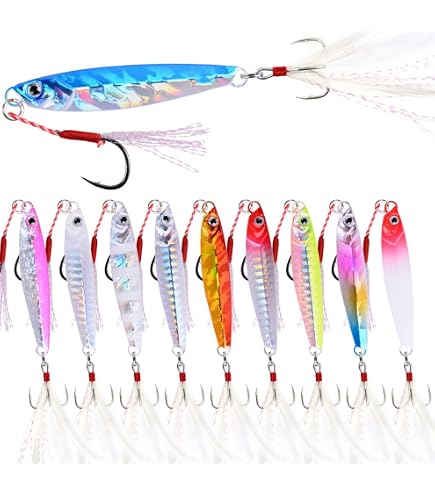 Amazon.com : Aorace 10pcs 5.5cm/10g Casting Spoon Lures Fishing Spinners  Salmon & Trout Minnow Baits with Feather : Sports & Outdoors