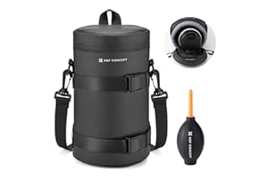 K&F Concept Camera Lens Case, Shockproof All-Round Camera Lens Carry Bag, Water Resistant Protective Camera Lens Pouch for DS