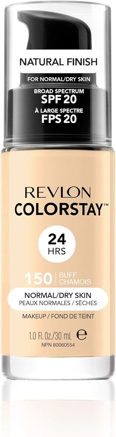 Revlon Colorstay Liquid Foundation Makeup for Normal to Dry Skin SPF20 Medium to Full Coverage Oil Free, Natural Finish