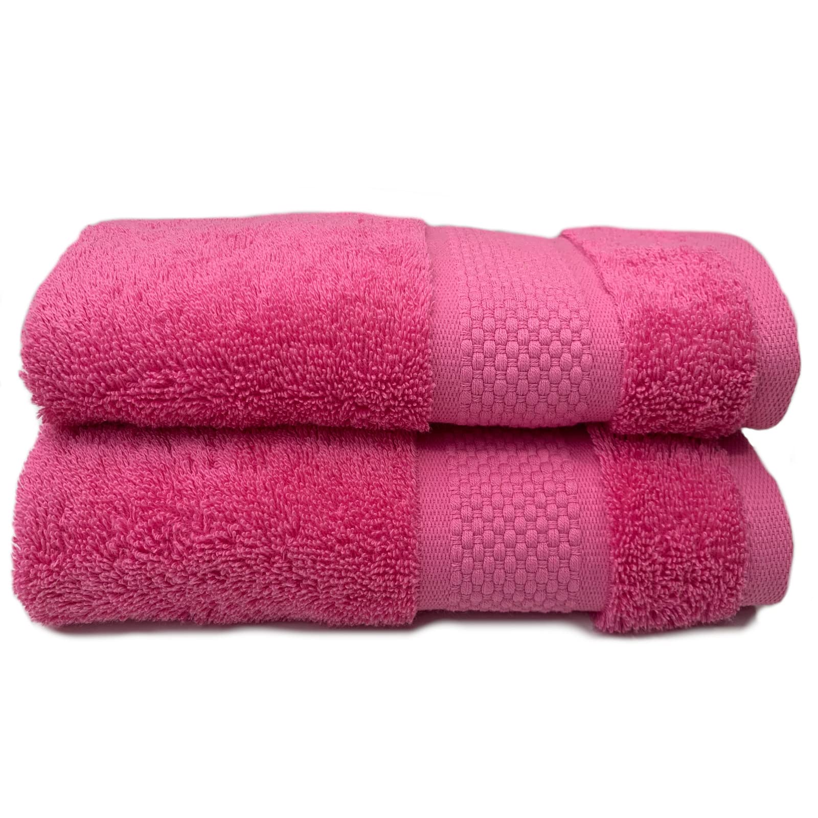 Sue Rossi Hand Towels 100% Turkish Organic Combed Cotton, Bathroom Or Kitchen Towel, 600gsm Thick, Very Soft Plush & Absorbent, 50 x 90cm, Single Or Twin Set Premium Quality (Pink, 2)