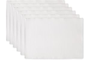 DII Basic Everyday Ribbed Tabletop 100% Cotton, Placemat Set, 13x19, White, 6 Piece
