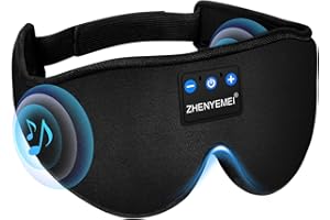 ZHENYEMEI Bluetooth Sleep Headphones Bluetooth Sleep Mask | 3D Eye Mask for Sleeping | 16hrs Playingtime | Light Blocking Eye Mask | Auto - Off Timer | Best for Sleeper | Travel