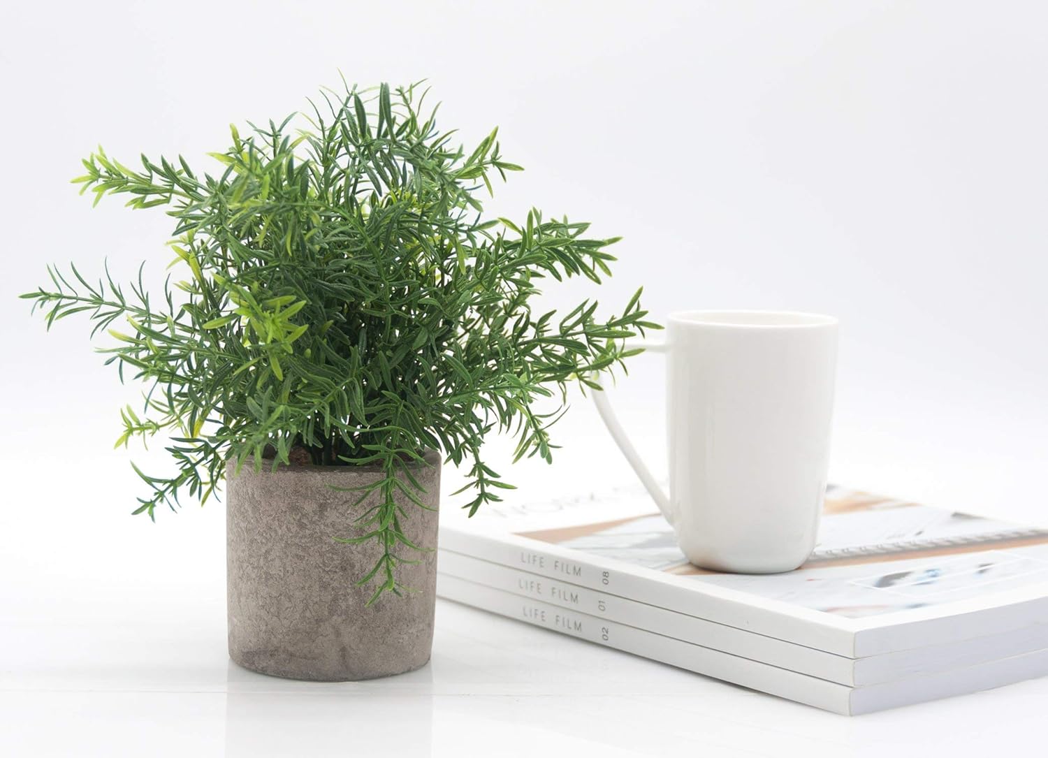 Velener Mini Potted Plastic Fake Green Plant for Home Decor (Bamboo Leaves) -