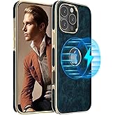 LOHASIC for iPhone 16 Pro Max Case Leather Compatible with MagSafe, Logo Visible Slim Luxury PU Non-Slip Grip Shockproof Protective Cover Men Women Phone Cases for iPhone 16 Pro Max 6.9" 2024 - Blue