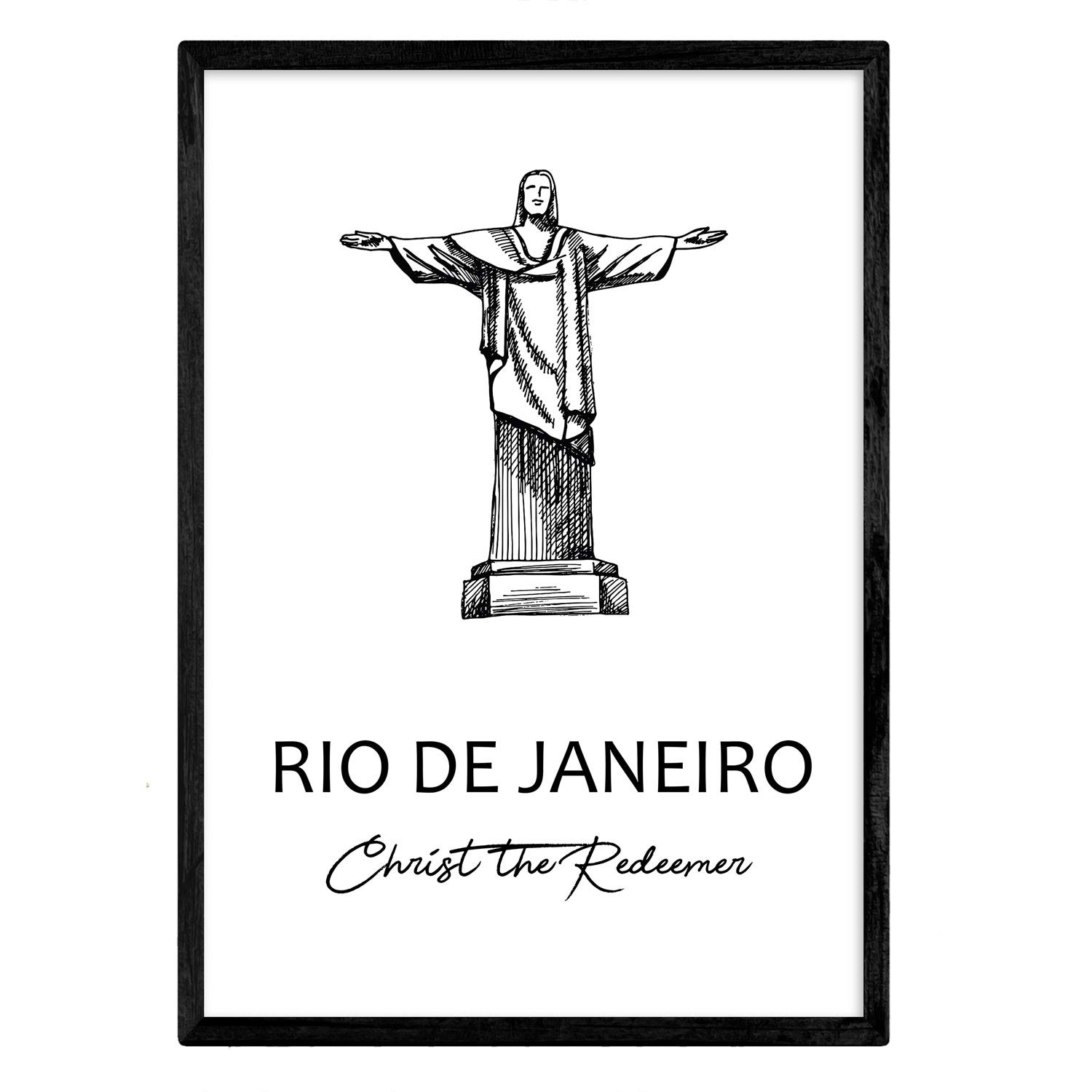 Nacnic Poster of Rio de Janeiro - Christ the Redeemer. Sheets with monuments of cities. A4 size — image 1
