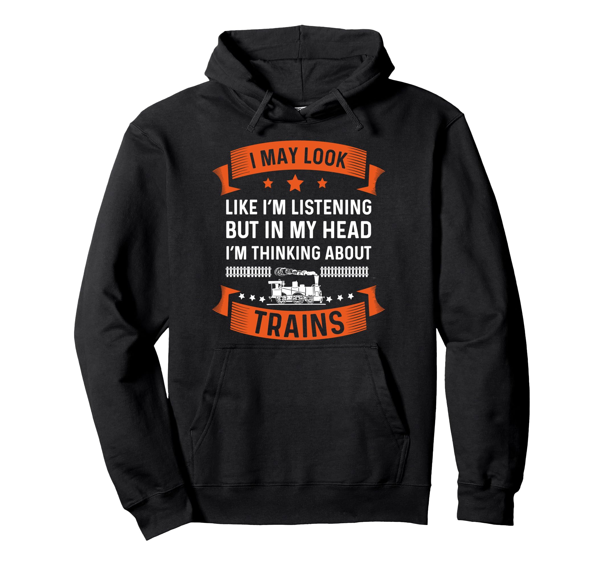Train Shirt Thinking About Trains Railfan Model Trains Funny Pullover Hoodie