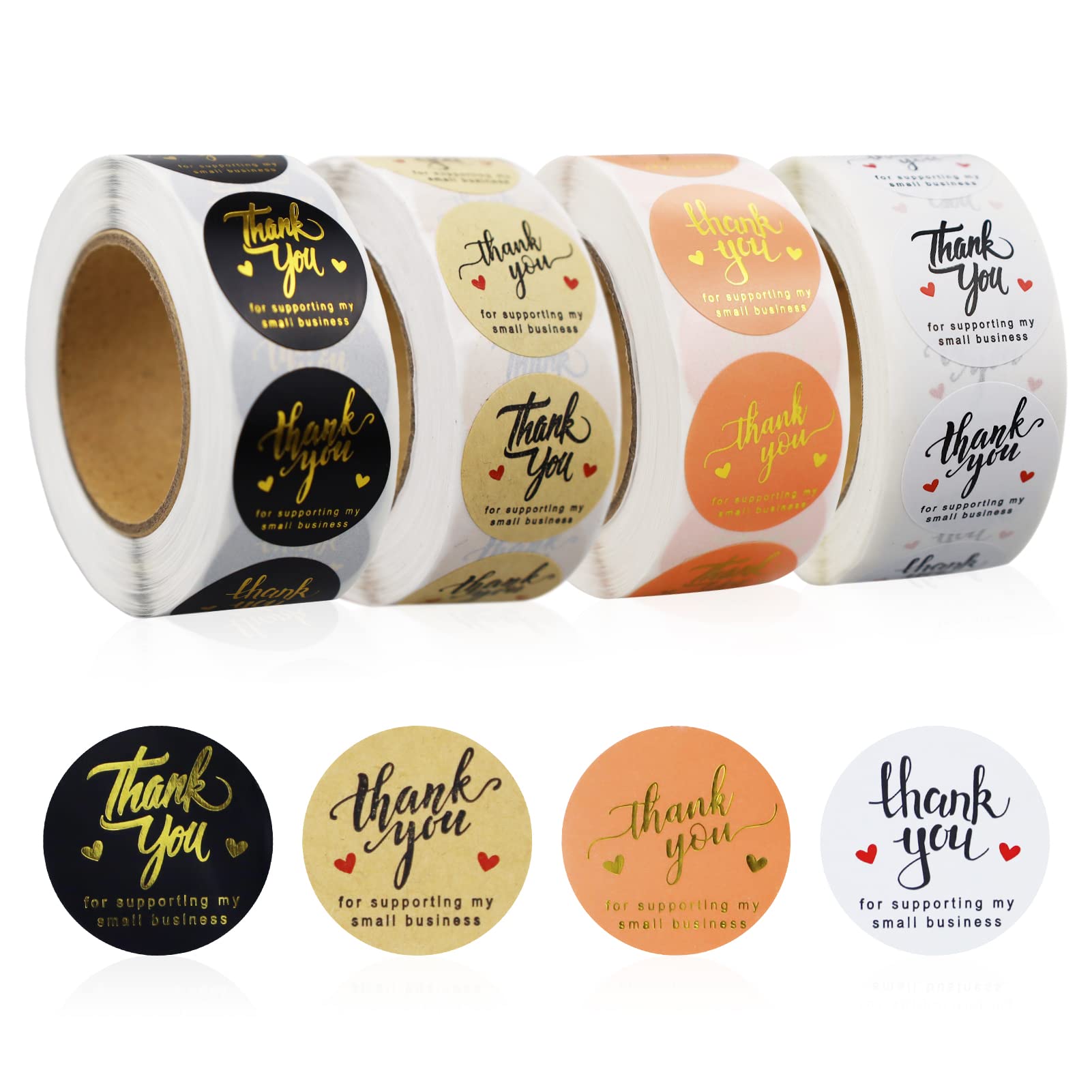 2000 Thank You Round Stickers - 4 Rolls, 1 Inch, Packaging, Envelope Seals