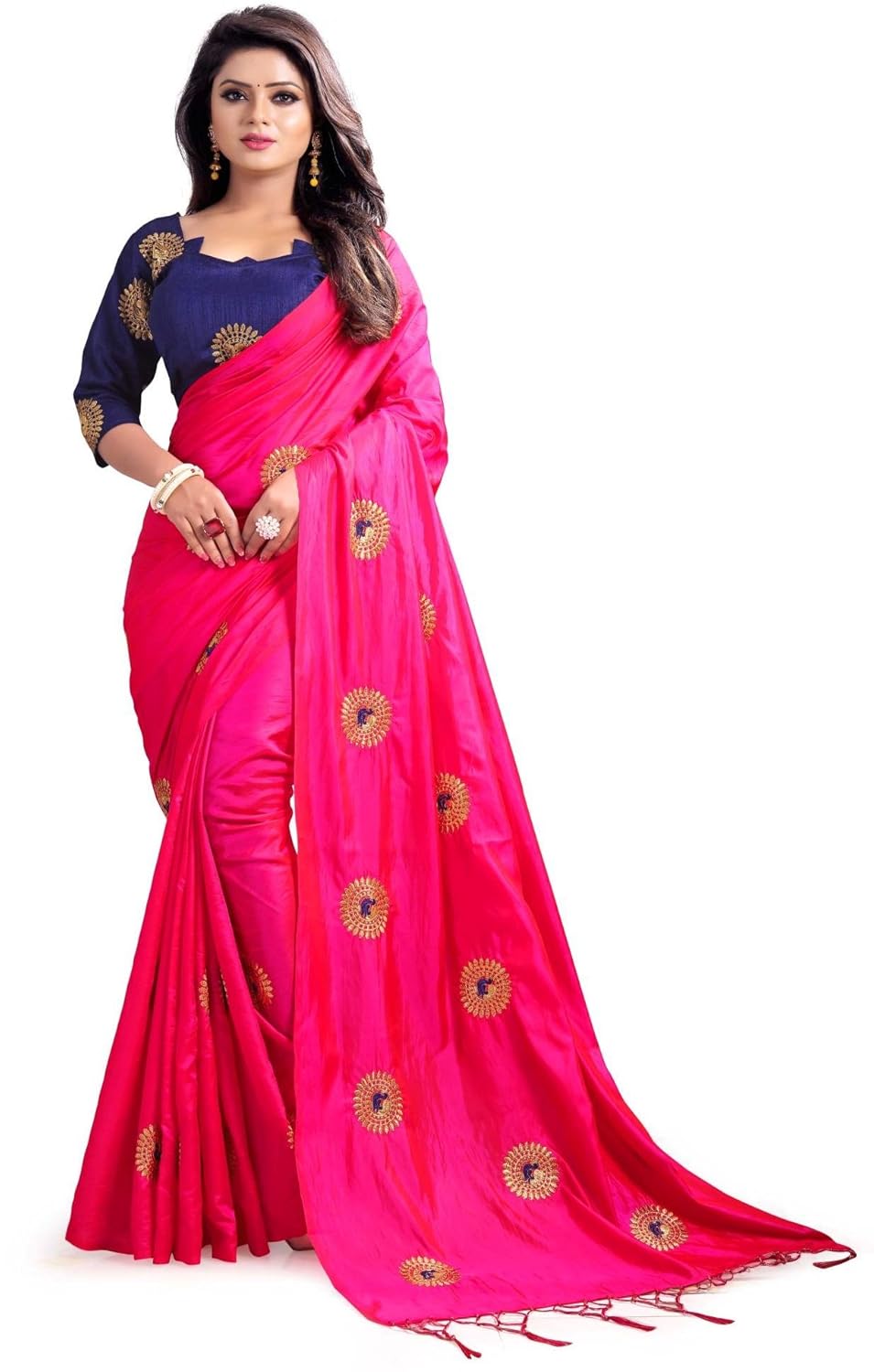 kuvarba fashion paper silk embroidered saree with blouse piece