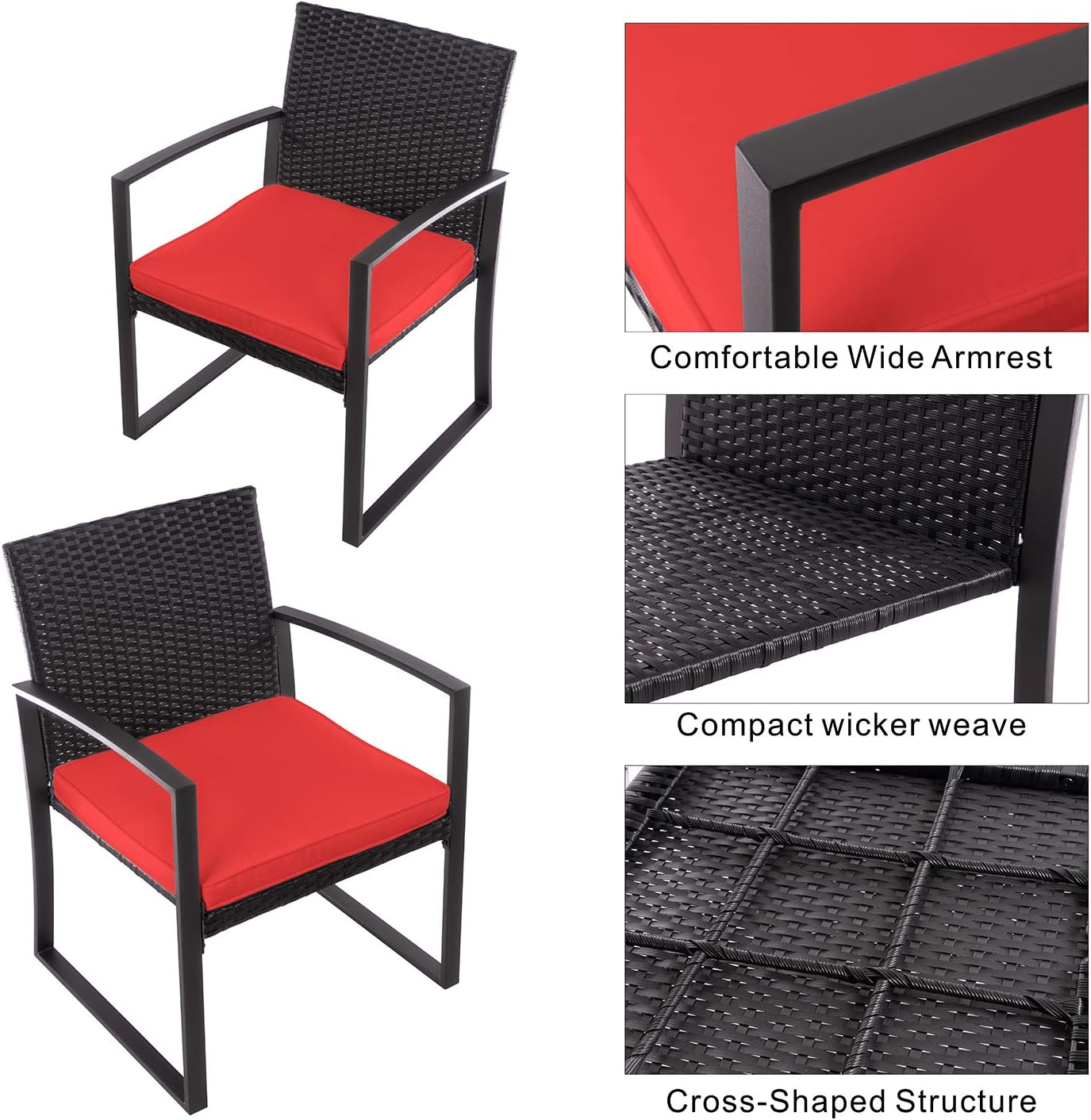 Walsunny 3 Pieces Patio Set Outdoor Wicker Patio Furniture Sets Modern Bistro Set Molded Rattan Chair Conversation Sets With Coffee Table For Backyard And Bistro Blue Patio Furniture Accessories Bistro Sets