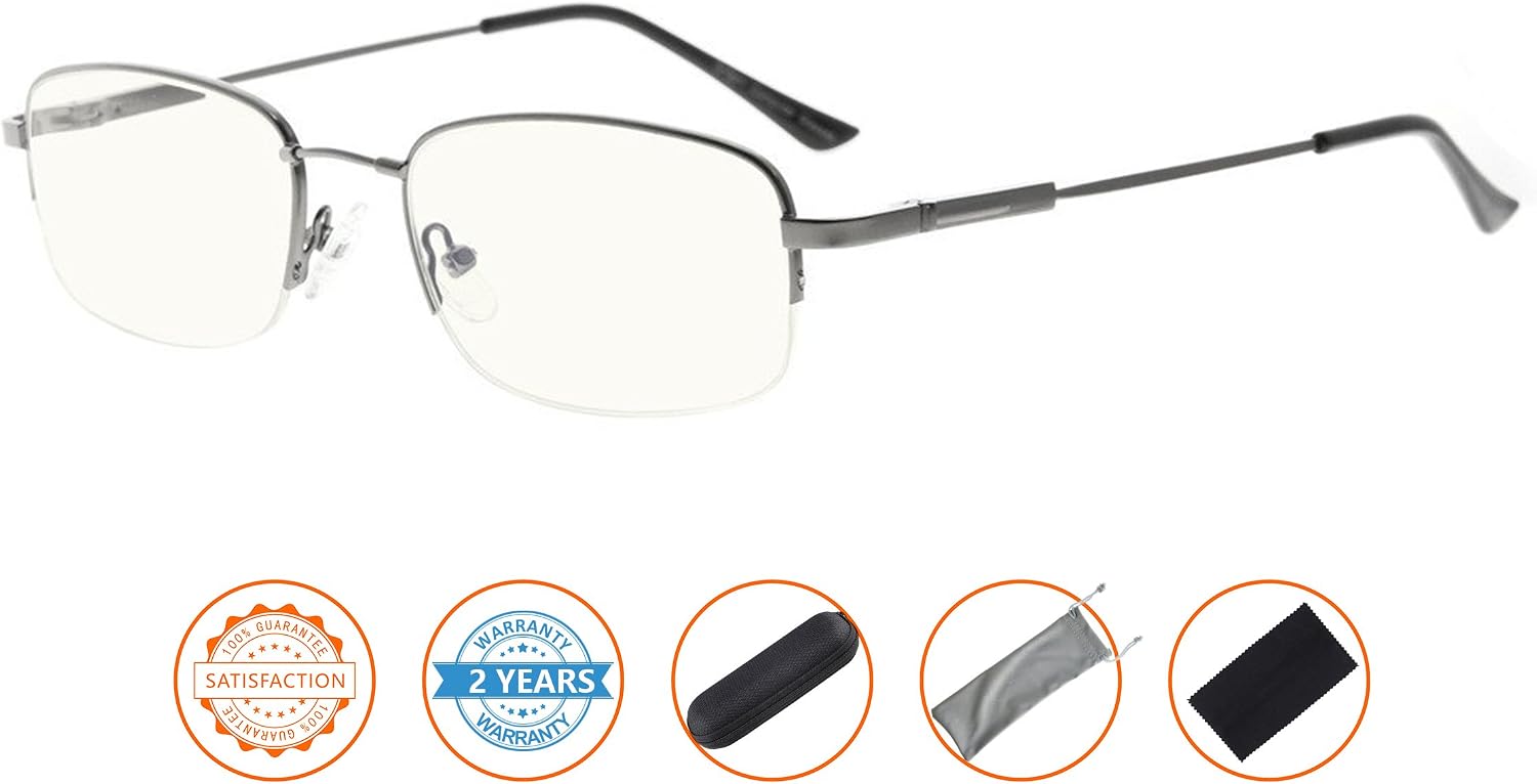 Visionkr Bendable Memory Titanium,Blue Light Blocking,Half-Rim Computer Reading Glasses(Gunmetal) +1.5, Cg1704-gunmetal - Image 3