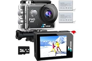 Xilecam Action Camera 1080P 30fps, WiFi Sports Camera 32GB SD Card Action Camera 4xZoom 40m/131ft Underwater Waterproof with 2 Batteries and Multi-Function Accessory
