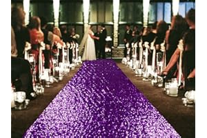 ShinyBeauty Sequin Aisle Runner Purple Glitter Carpet for Wedding & Party ， Sparkling Decorative Floor Mat ， Elegant Event Walkway （15ft x 2ft，Purple）