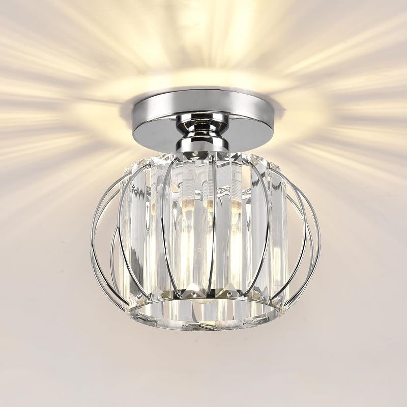 ZYDTRIP Crystal Ceiling Light Fixt Chandelier Small Semi Flush 19cm