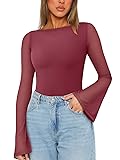 REORIA Women's Fall Trendy Sexy Boat Neck Long