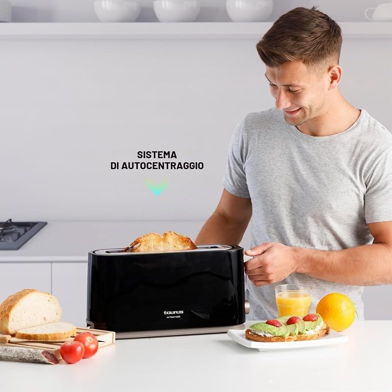 - Tostapane Mytoast Nero 1000W | 7 Livelli di Tostatura | Fessura Extra Lunga 26x3.8 | Autocentramento | Vassoio Raccoglibriciole | Elevazione Extra | Avvolgicavo | Piedini Antiscivolo — foto 7 di 8