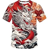 Snbidmk Men's Dragon Shirt 3D Fantasy Animal Themed T-Shirt Vintage Funny Short Sleeve Tees Tops