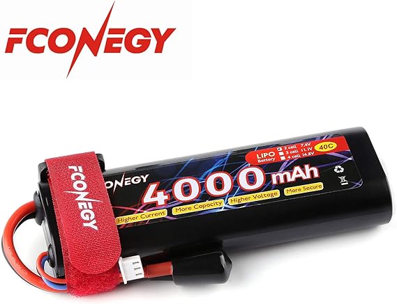 Fconegy 2S 7.4V 4000mAh 40C RCバッテリー/Lipo バッテリーパック、多種類のRCカー（車）/ RCボート用 専用電池 ディーンプラグ付き