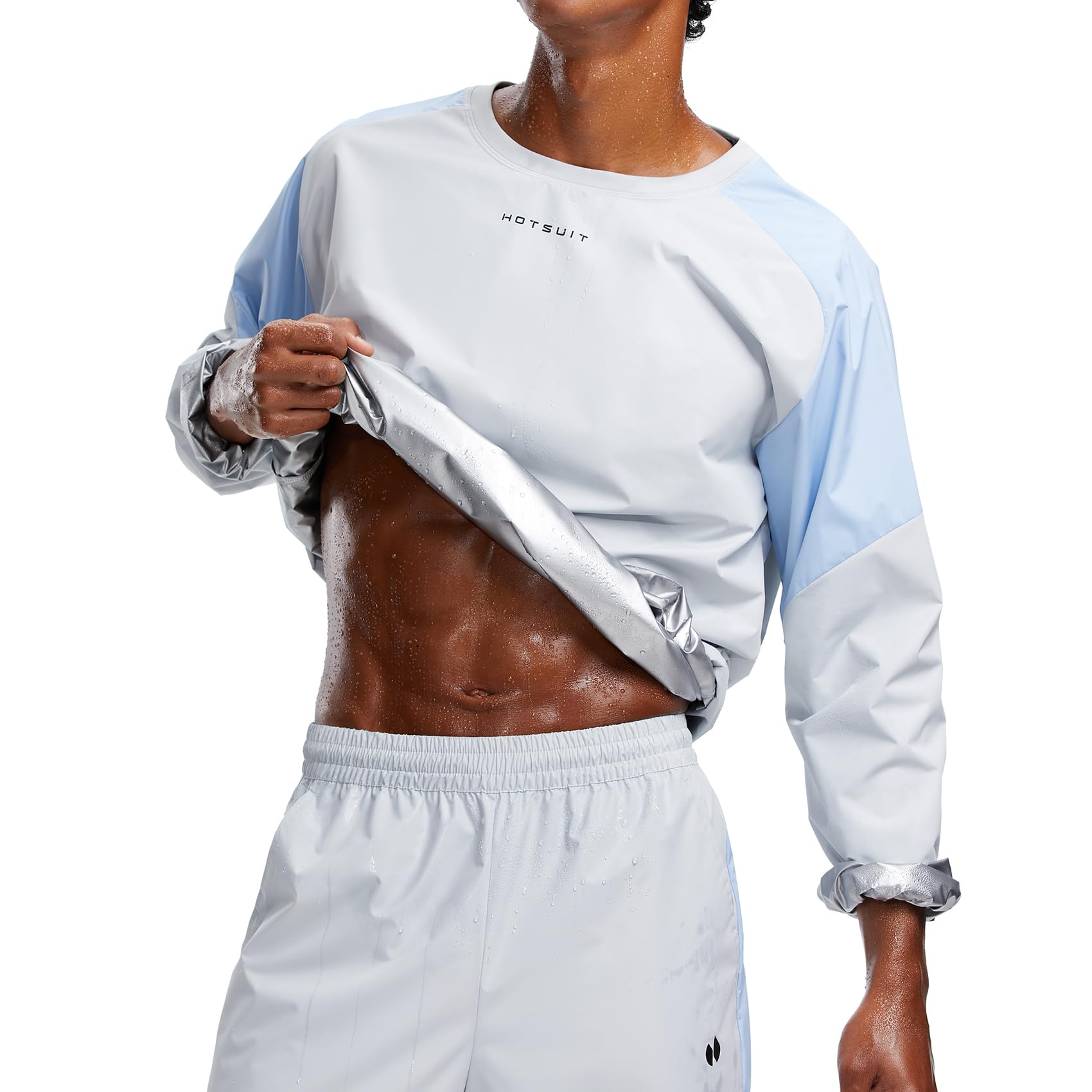 HOTSUIT Sauna Suit Men Sweat Suits Anti Rip Gym Exercise Workout Sauna Jackets Pants, White, 3XL Image