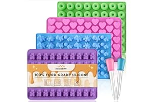 Silicone Gummy Bear Molds - Non-Stick Chocolate Candy Mold for Kids with 2 Droppers, Mini Dinosaur, Bear, Hearts, Mini Donut 